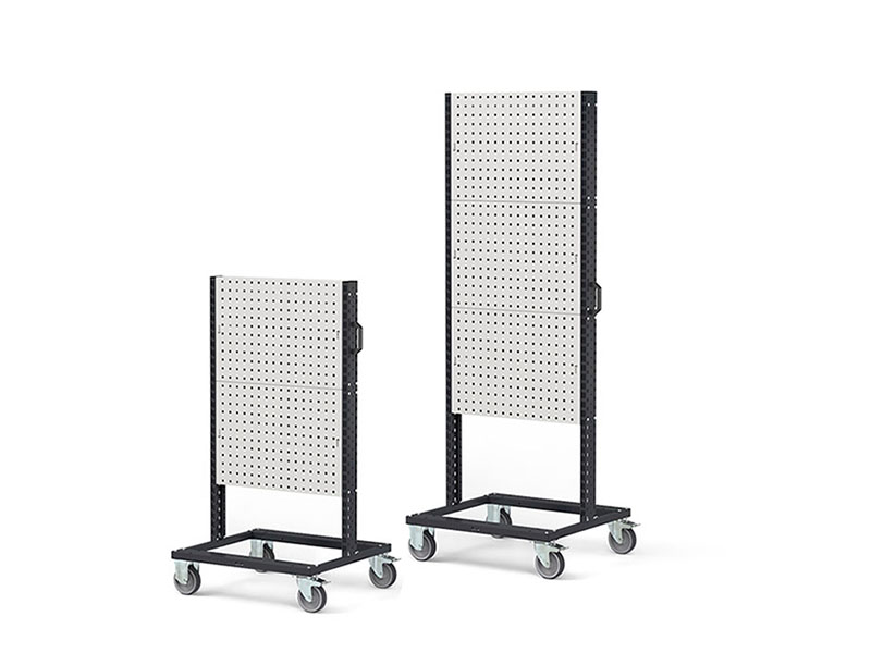 Bin Cart met 2-zijdig 2 of 3 perfo panelen boven elkaar 761mmBx668mmDx1357/1965mmH BINCART0704/05 0